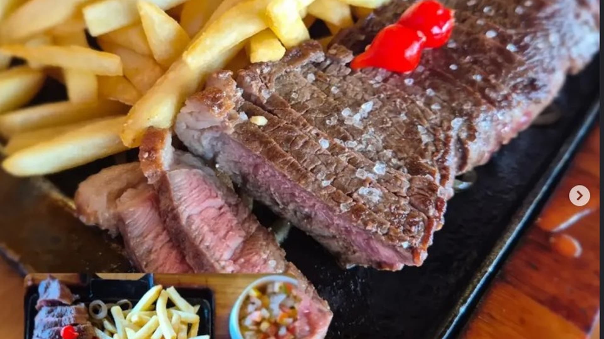 Picanha grelhada com batatas fritas